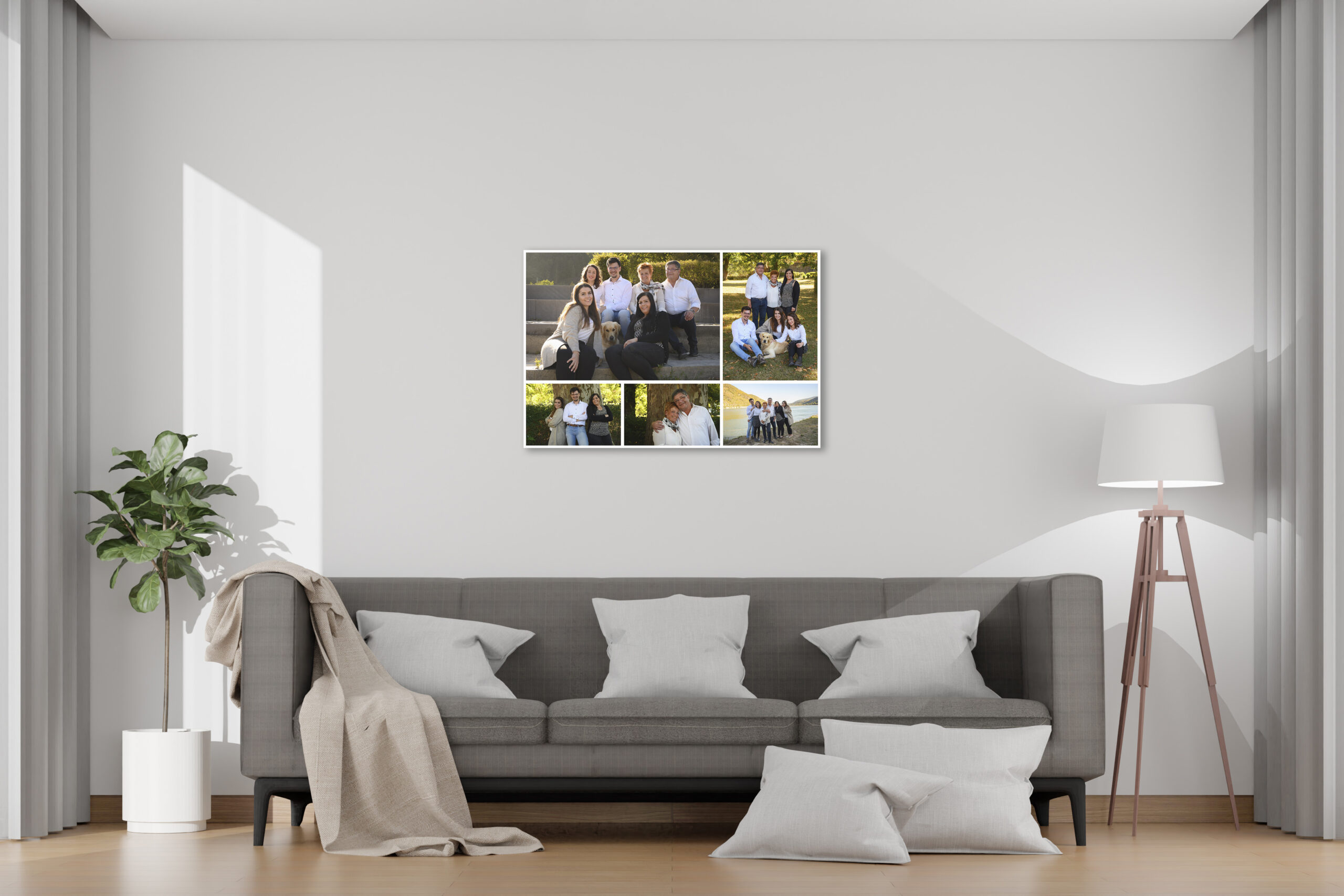 minimalist-interior-Sofa mit Family Kollage Kopie